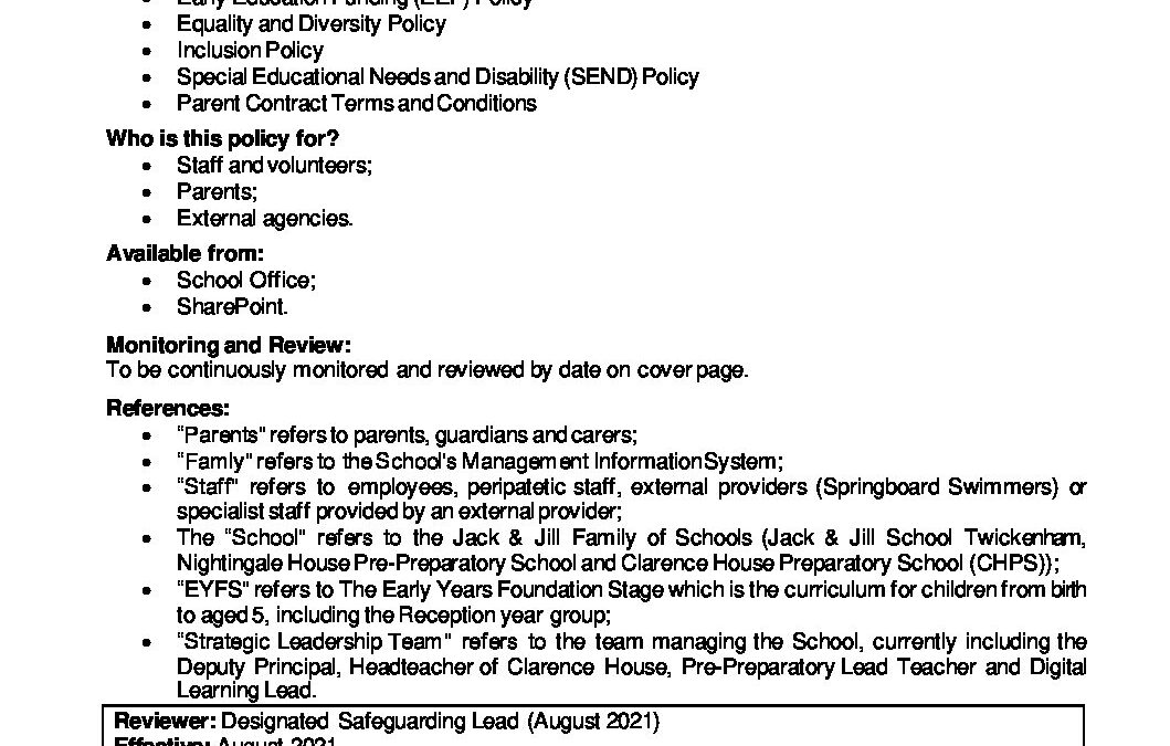 AttendancePolicy2021 Jack & Jill Family of Schools